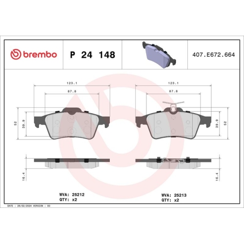 BREMBO Bremsbelagsatz, Scheibenbremse PRIME LINE