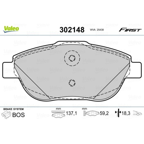VALEO Bremsbelagsatz, Scheibenbremse FIRST
