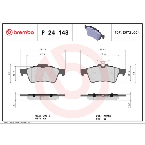 BREMBO Bremsbelagsatz, Scheibenbremse PRIME LINE