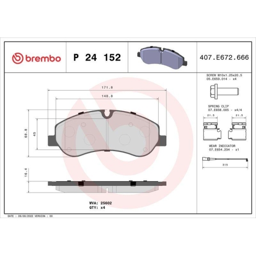 BREMBO Bremsbelagsatz, Scheibenbremse PRIME LINE