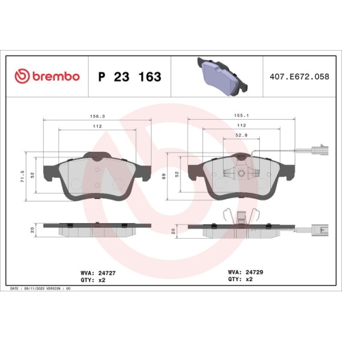 BREMBO Bremsbelagsatz, Scheibenbremse PRIME LINE