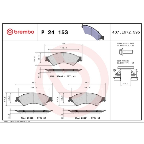 BREMBO Bremsbelagsatz, Scheibenbremse PRIME LINE