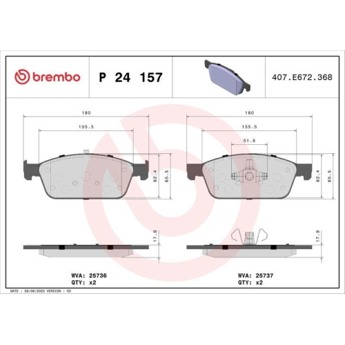 BREMBO Bremsbelagsatz, Scheibenbremse PRIME LINE