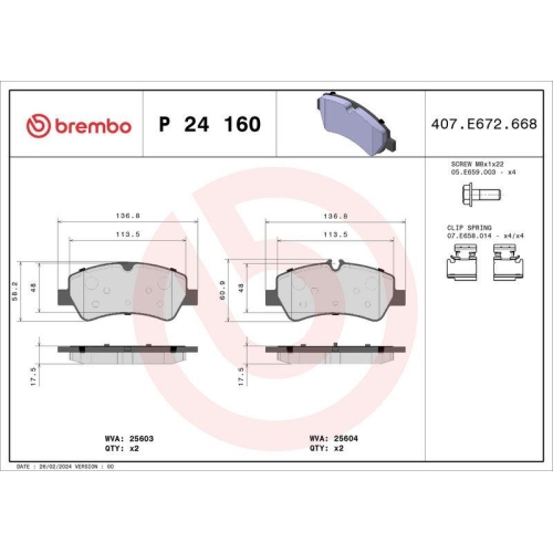 BREMBO Bremsbelagsatz, Scheibenbremse PRIME LINE