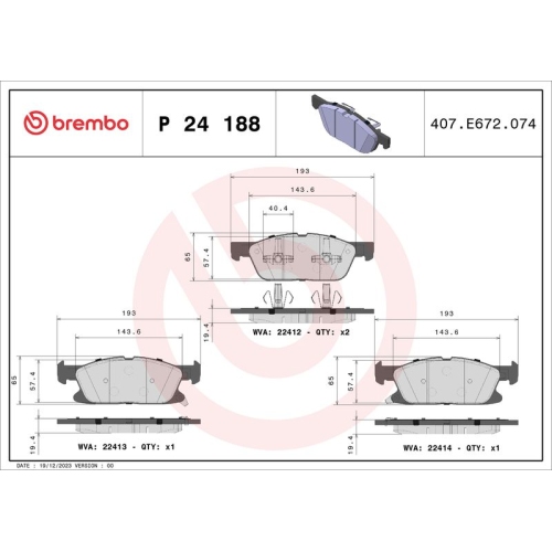 BREMBO Bremsbelagsatz, Scheibenbremse PRIME LINE