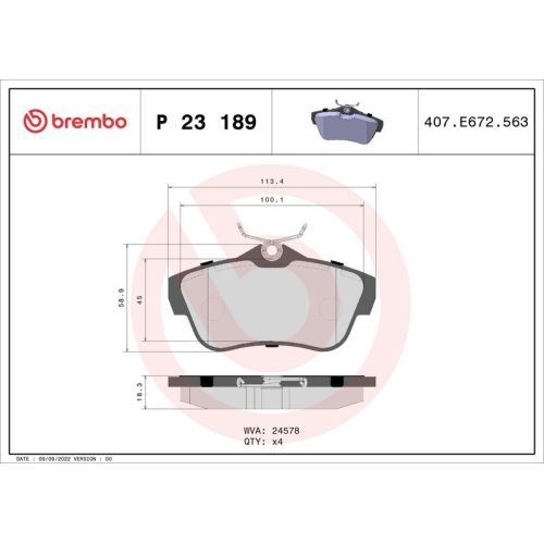 BREMBO Bremsbelagsatz, Scheibenbremse PRIME LINE