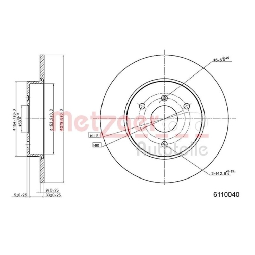 METZGER Bremsscheibe GREENPARTS