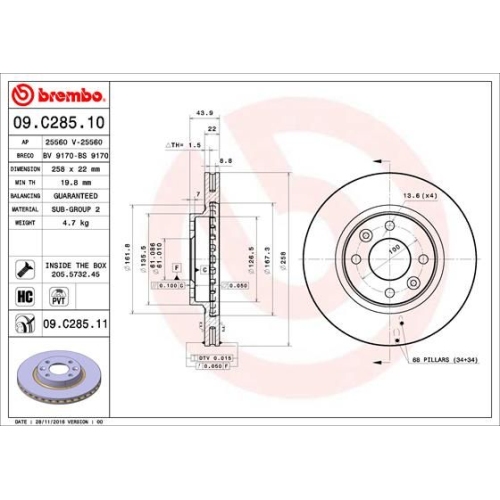 BREMBO Bremsscheibe PRIME LINE - UV Coated