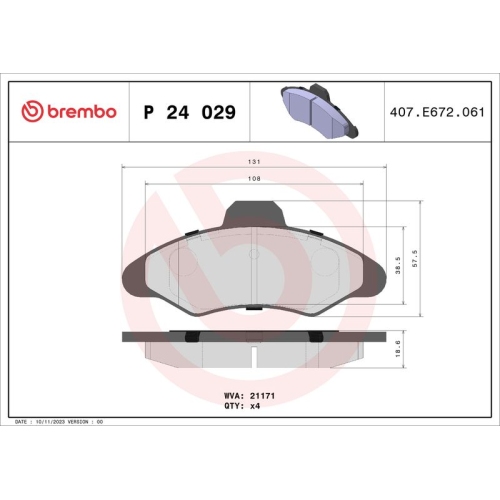 BREMBO Bremsbelagsatz, Scheibenbremse PRIME LINE