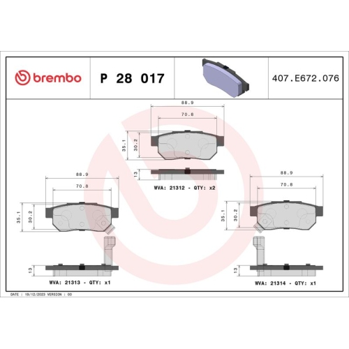 BREMBO Bremsbelagsatz, Scheibenbremse PRIME LINE