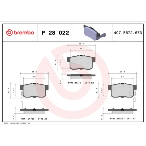 BREMBO Bremsbelagsatz, Scheibenbremse PRIME LINE