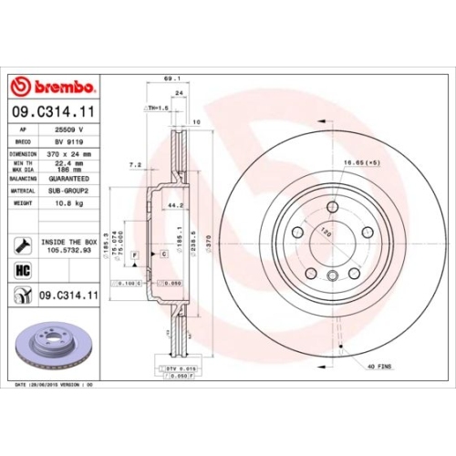 BREMBO Bremsscheibe PRIME LINE - UV Coated