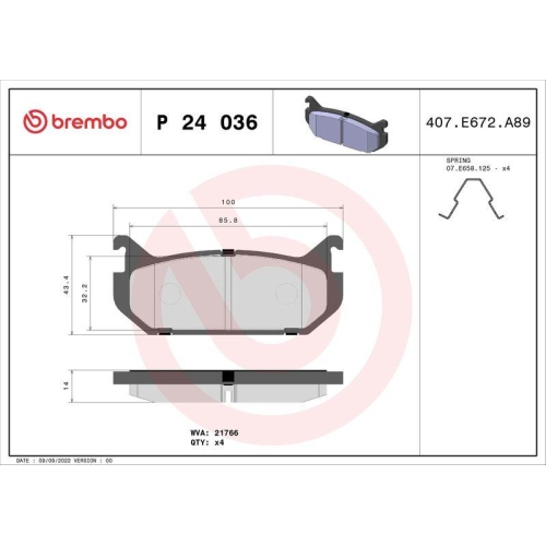 BREMBO Bremsbelagsatz, Scheibenbremse PRIME LINE