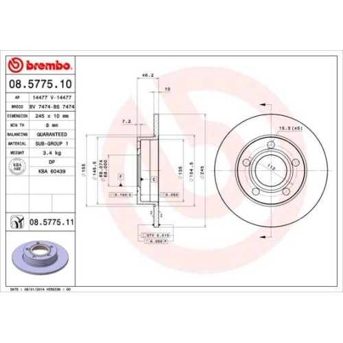 BREMBO Bremsscheibe PRIME LINE - UV Coated