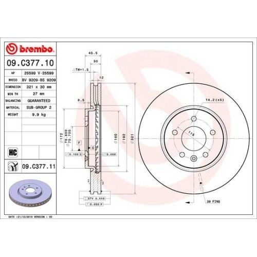 BREMBO Bremsscheibe PRIME LINE - UV Coated