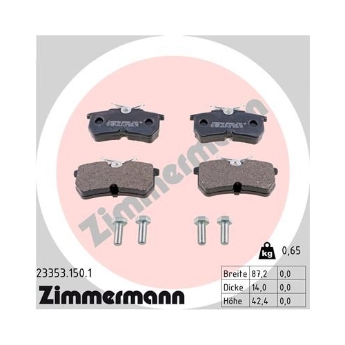 ZIMMERMANN Bremsbelagsatz, Scheibenbremse