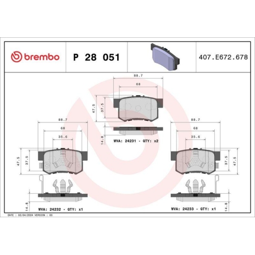 BREMBO Bremsbelagsatz, Scheibenbremse PRIME LINE