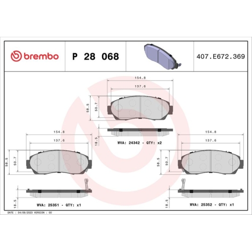 BREMBO Bremsbelagsatz, Scheibenbremse PRIME LINE