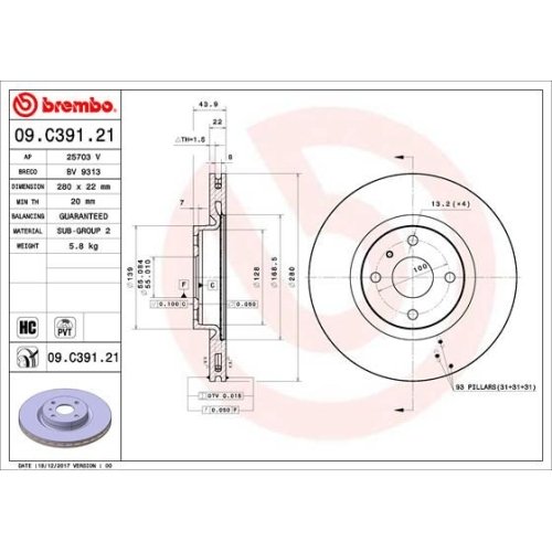 BREMBO Bremsscheibe PRIME LINE - UV Coated