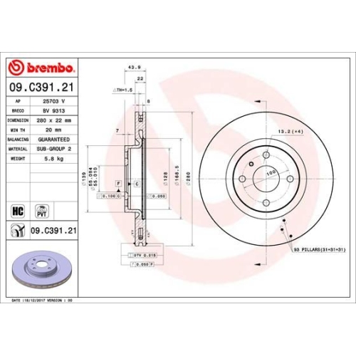 BREMBO Bremsscheibe PRIME LINE - UV Coated