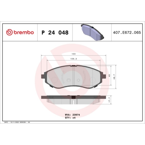 BREMBO Bremsbelagsatz, Scheibenbremse PRIME LINE