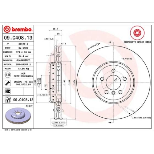 BREMBO Bremsscheibe PRIME LINE - Composite