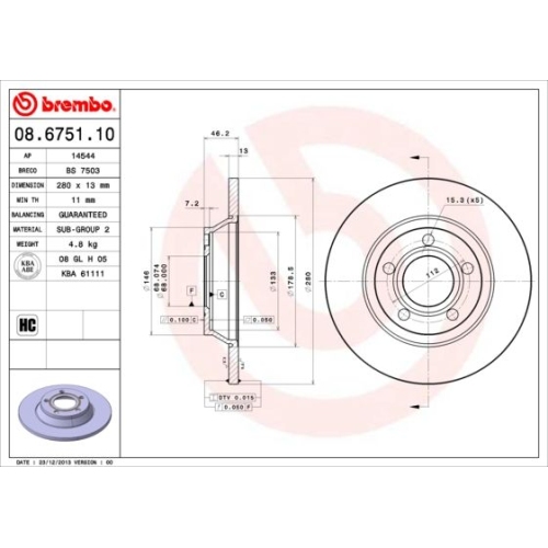 BREMBO Bremsscheibe PRIME LINE