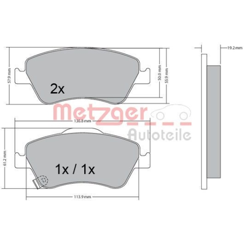 METZGER Bremsbelagsatz, Scheibenbremse GREENPARTS