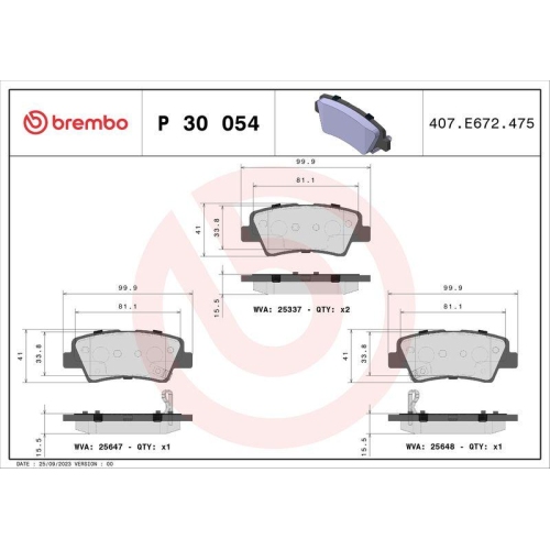 BREMBO Bremsbelagsatz, Scheibenbremse PRIME LINE