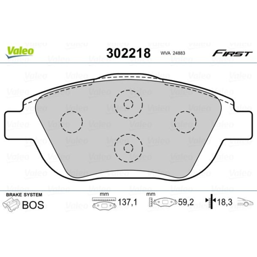 VALEO Bremsbelagsatz, Scheibenbremse FIRST