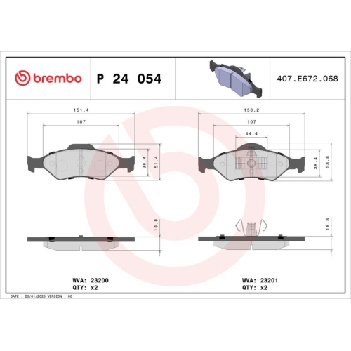 BREMBO Bremsbelagsatz, Scheibenbremse PRIME LINE