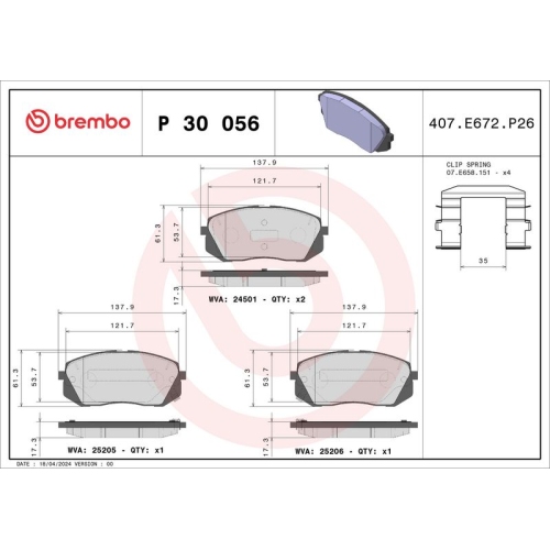 BREMBO Bremsbelagsatz, Scheibenbremse XTRA LINE