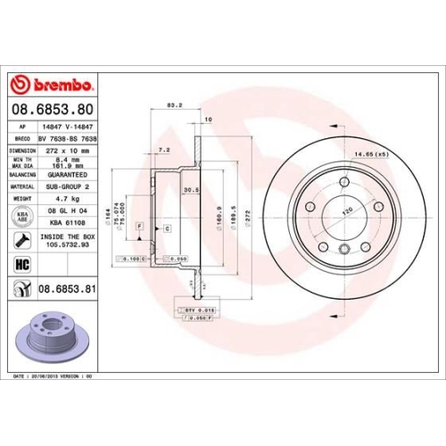 BREMBO Bremsscheibe PRIME LINE - UV Coated