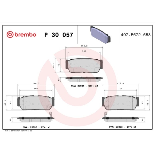 BREMBO Bremsbelagsatz, Scheibenbremse PRIME LINE