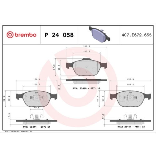 BREMBO Bremsbelagsatz, Scheibenbremse PRIME LINE