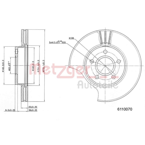 METZGER Bremsscheibe GREENPARTS