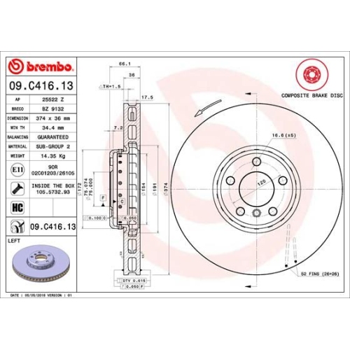 BREMBO Bremsscheibe PRIME LINE - Composite