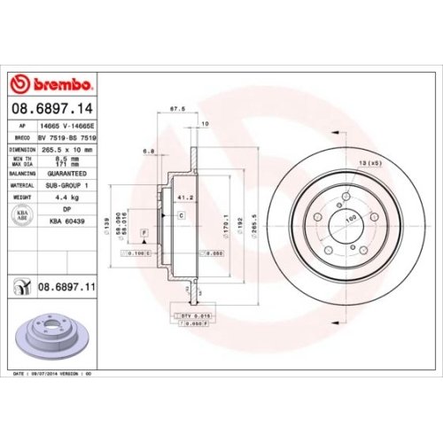 BREMBO Bremsscheibe PRIME LINE - UV Coated