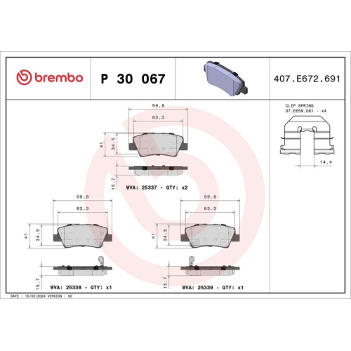 BREMBO Bremsbelagsatz, Scheibenbremse PRIME LINE