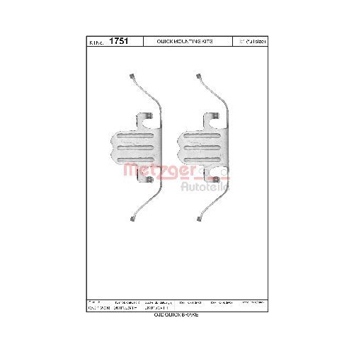 METZGER Zubehörsatz, Scheibenbremsbelag