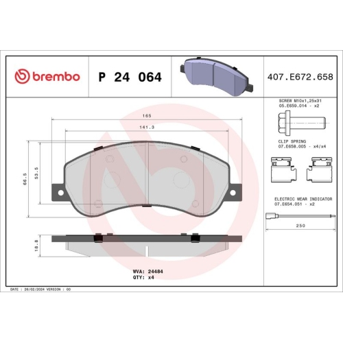 BREMBO Bremsbelagsatz, Scheibenbremse PRIME LINE