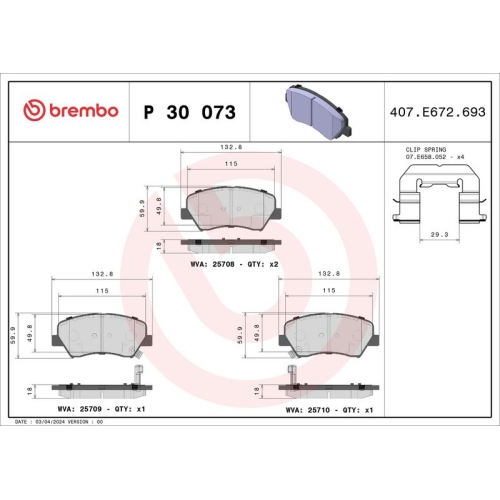 BREMBO Bremsbelagsatz, Scheibenbremse XTRA LINE