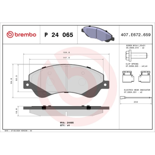 BREMBO Bremsbelagsatz, Scheibenbremse PRIME LINE