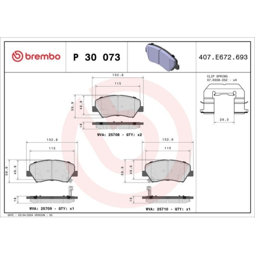 BREMBO Bremsbelagsatz, Scheibenbremse XTRA LINE