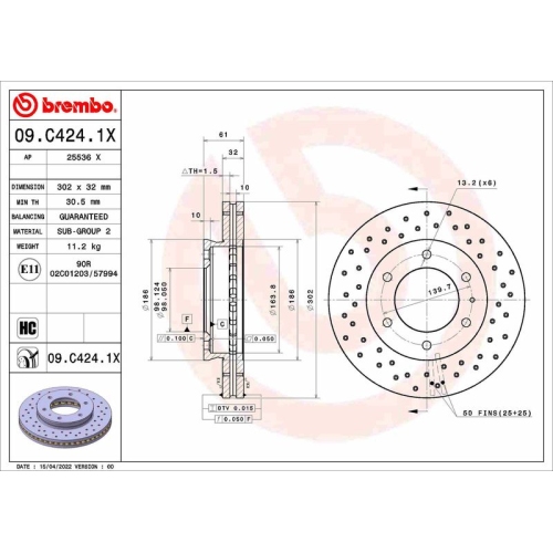 BREMBO Bremsscheibe XTRA LINE - Xtra