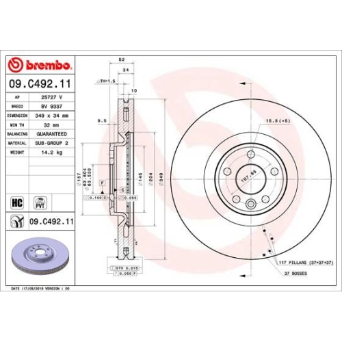 BREMBO Bremsscheibe PRIME LINE - UV Coated