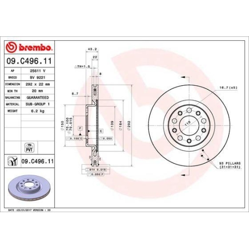 BREMBO Bremsscheibe PRIME LINE - UV Coated