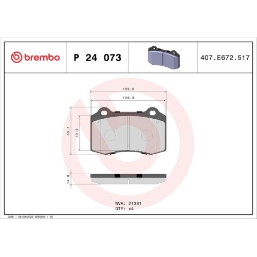 BREMBO Bremsbelagsatz, Scheibenbremse PRIME LINE