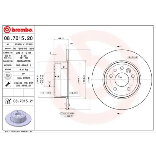 BREMBO Bremsscheibe PRIME LINE - UV Coated