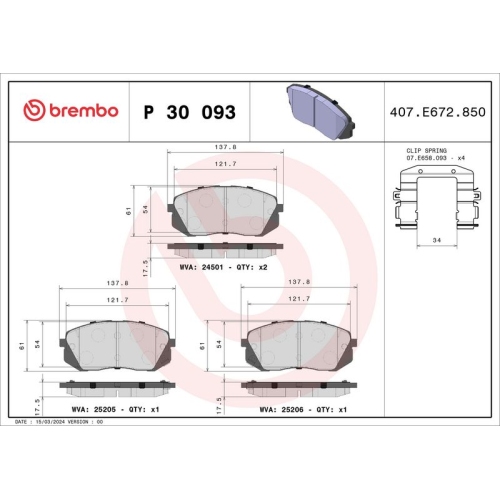 BREMBO Bremsbelagsatz, Scheibenbremse PRIME LINE